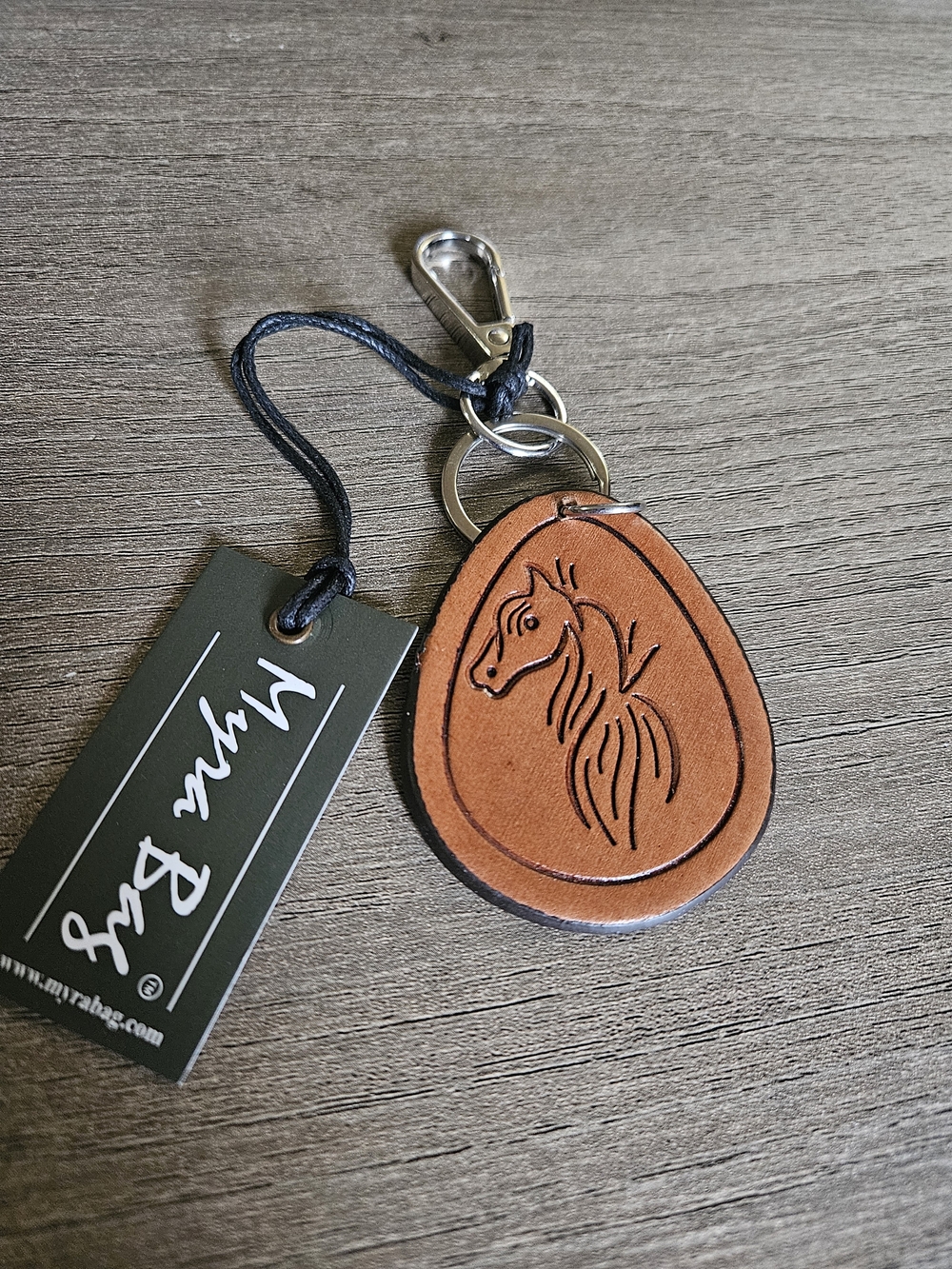 Myra Bag Brown Leather Horse Key with Silver Hardware